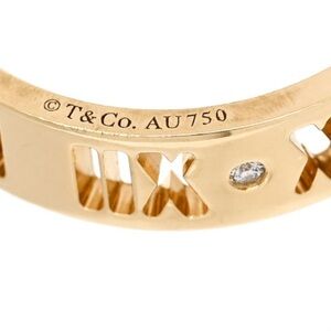 Tiffany & Co. 18K Yellow Gold Diamond Atlas Pierced Ring 56 7.75